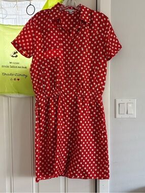 Carven Red Short-Sleeve Floral Mini Dress 6